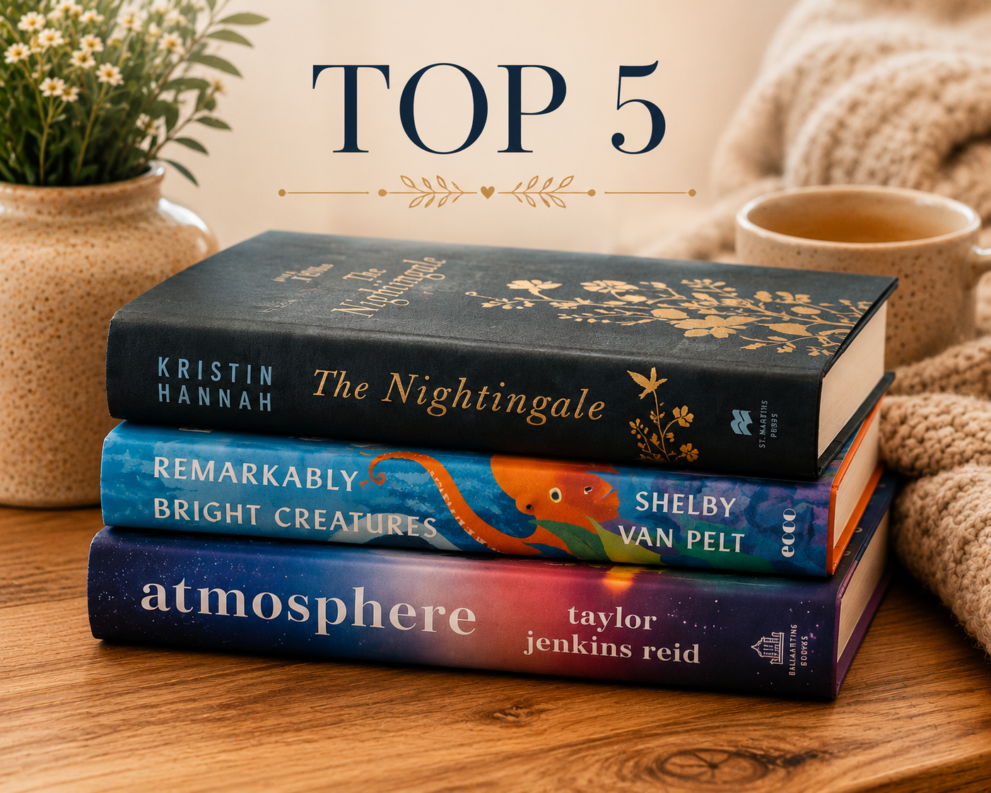 Stack of recommended book club books
